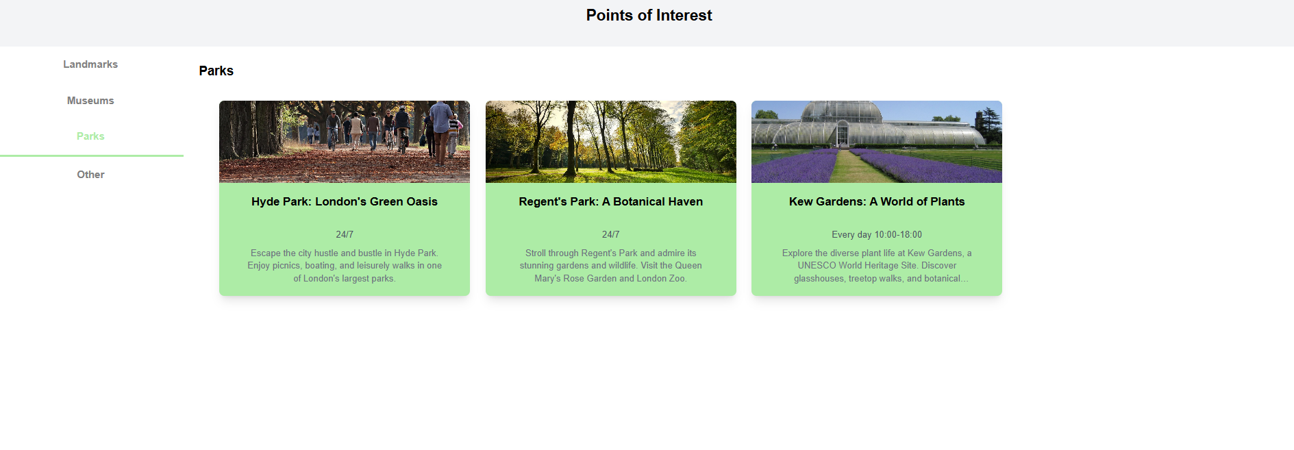 Events page