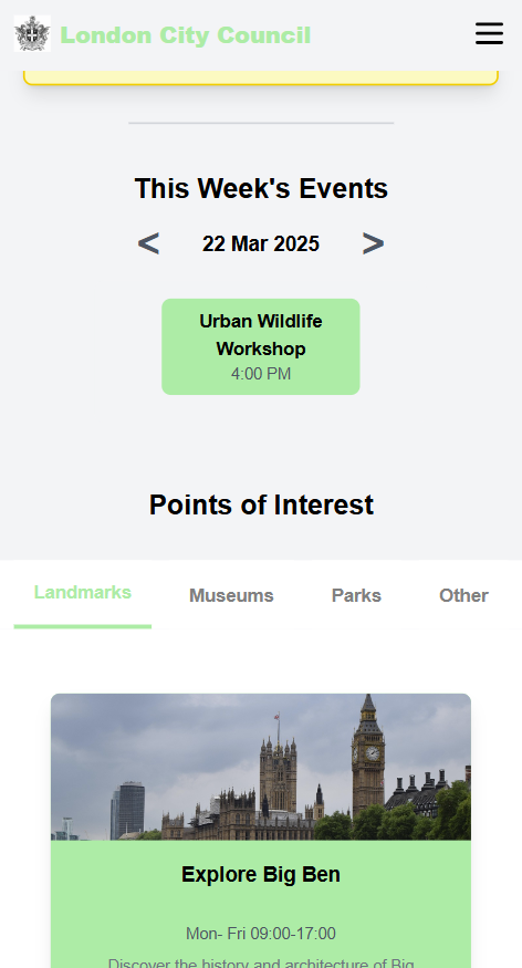 Responsive Events page