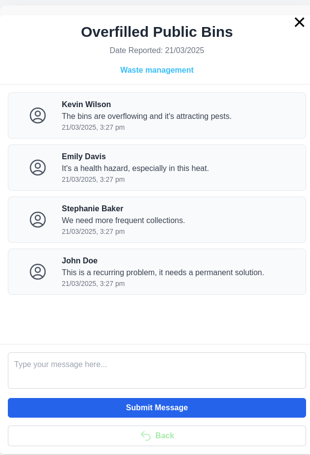 Selected a Report and viewing a Discussion