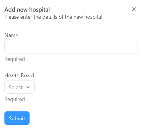 Platform Administrator Page (new hospital)