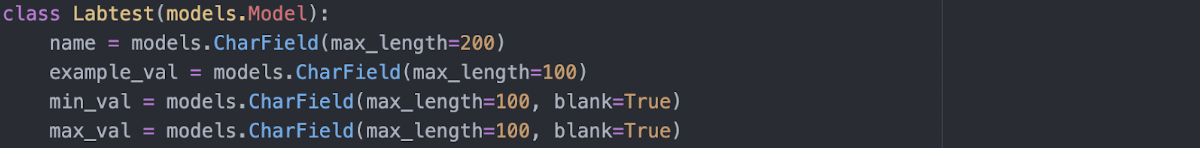 Database Labtest Object Code Chunk