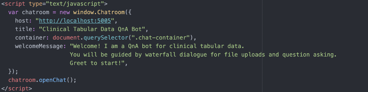 Chatroom Widget Object Code Chunk