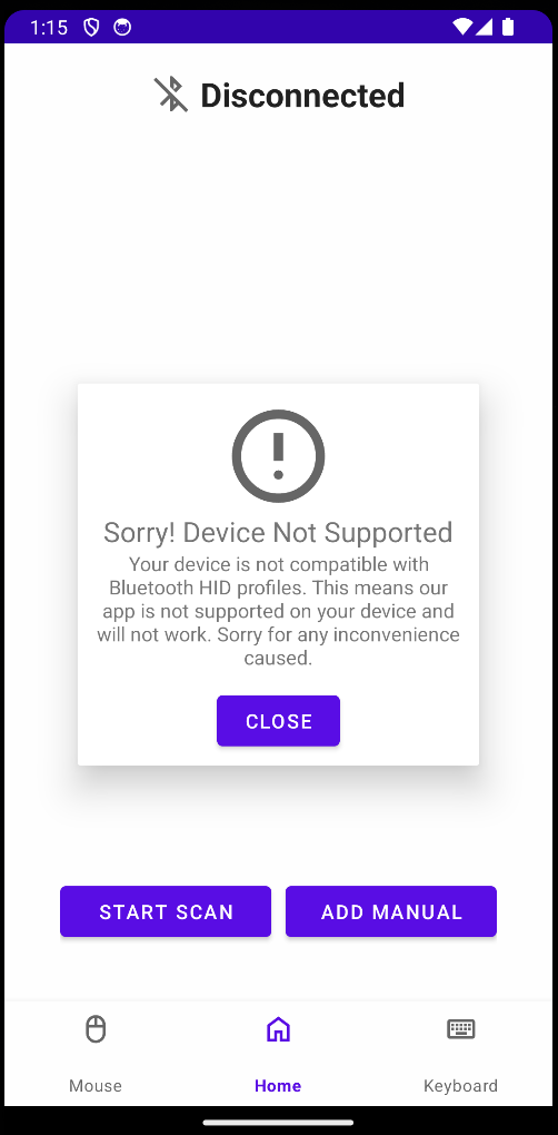 Not Supported Pupup Image