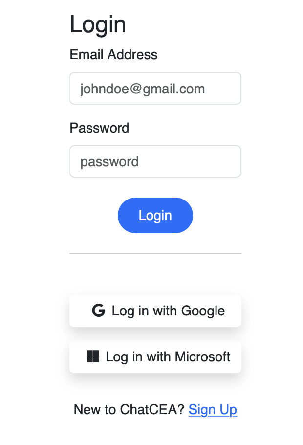 login page