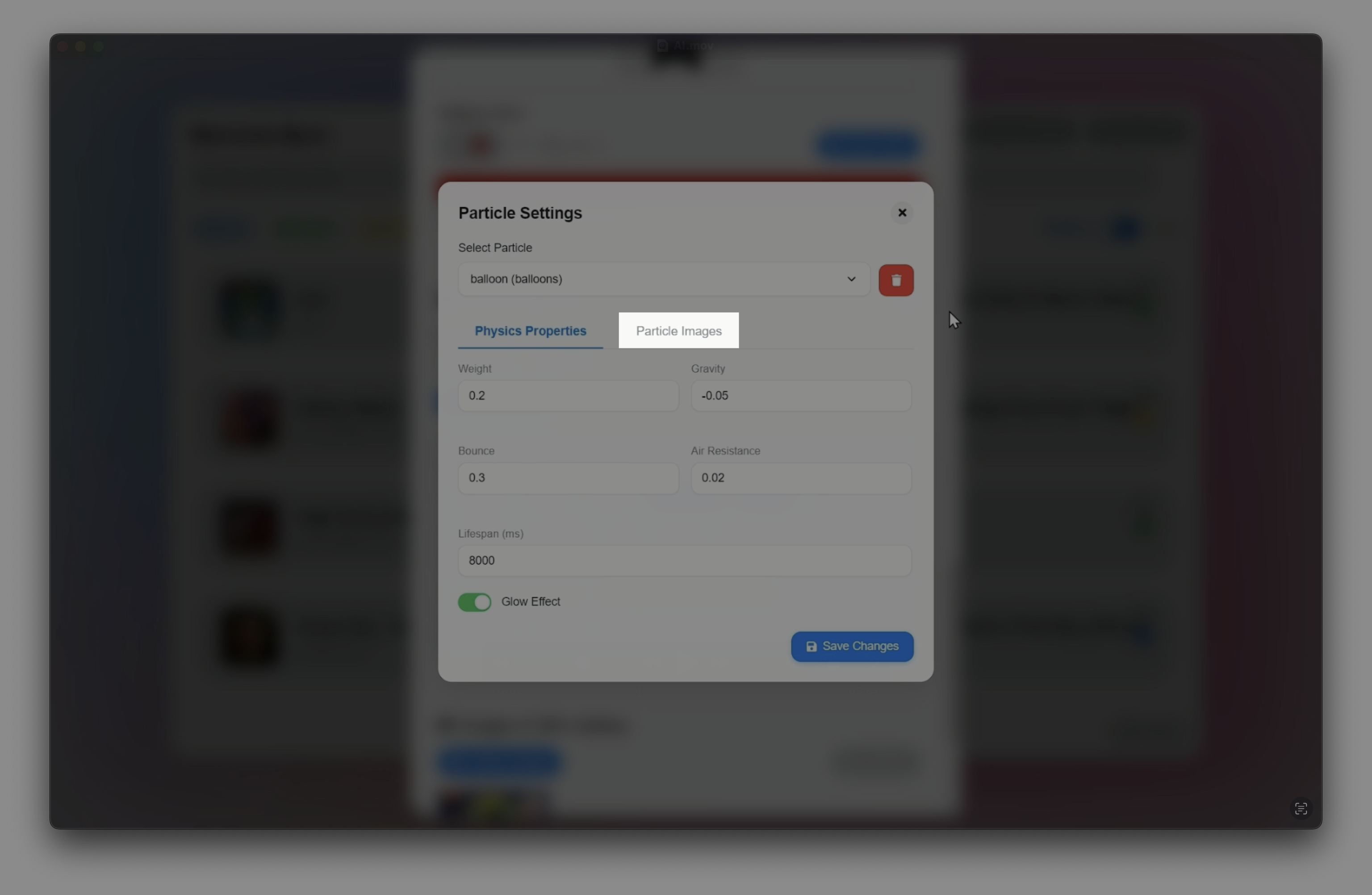Particle Images Button