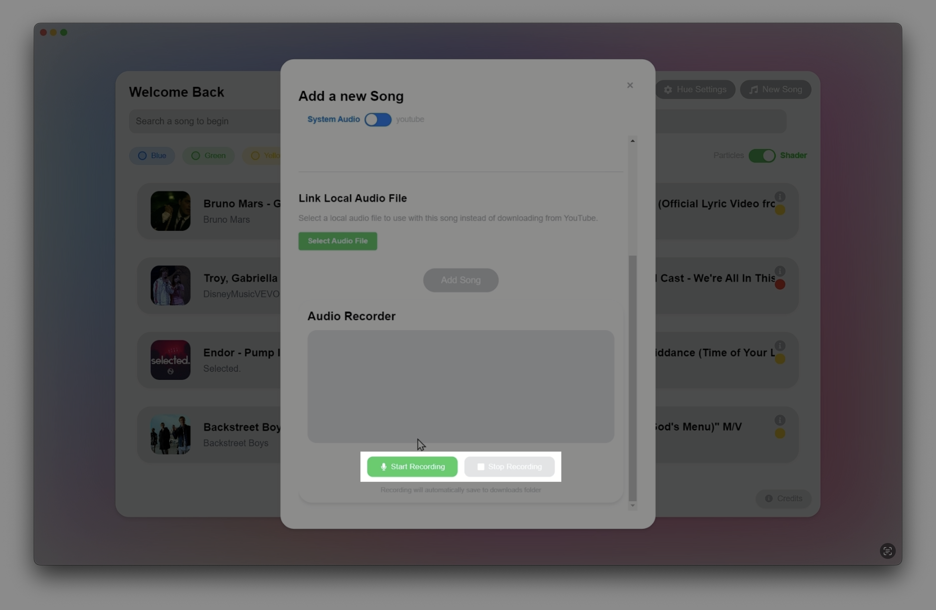 Start and Stop Recording