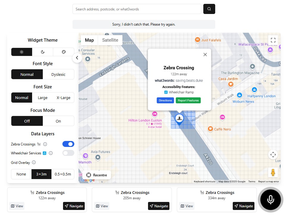 Zebra crossings map view