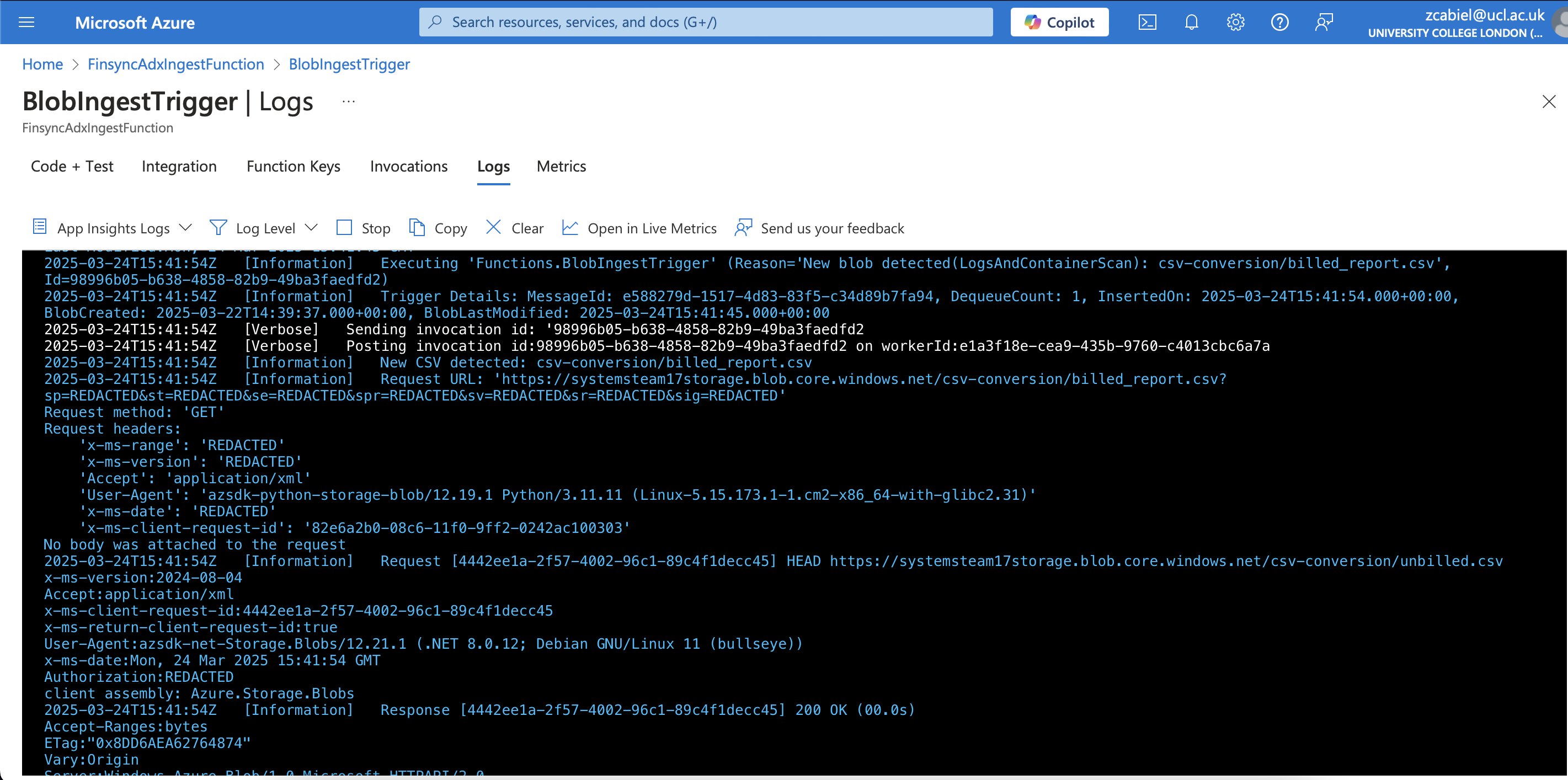 Application Insights Log