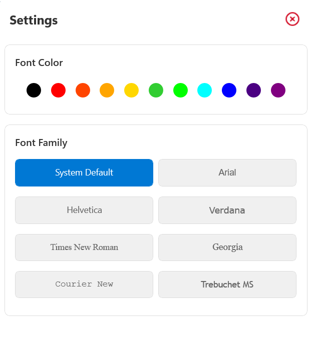 Font Settings
