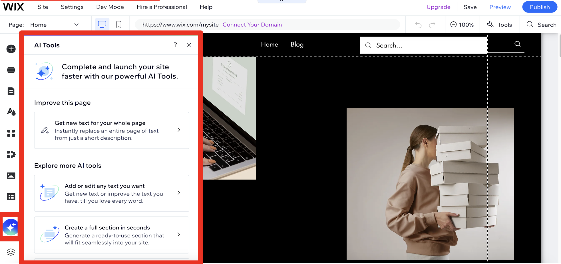 Wix Screenshot 2