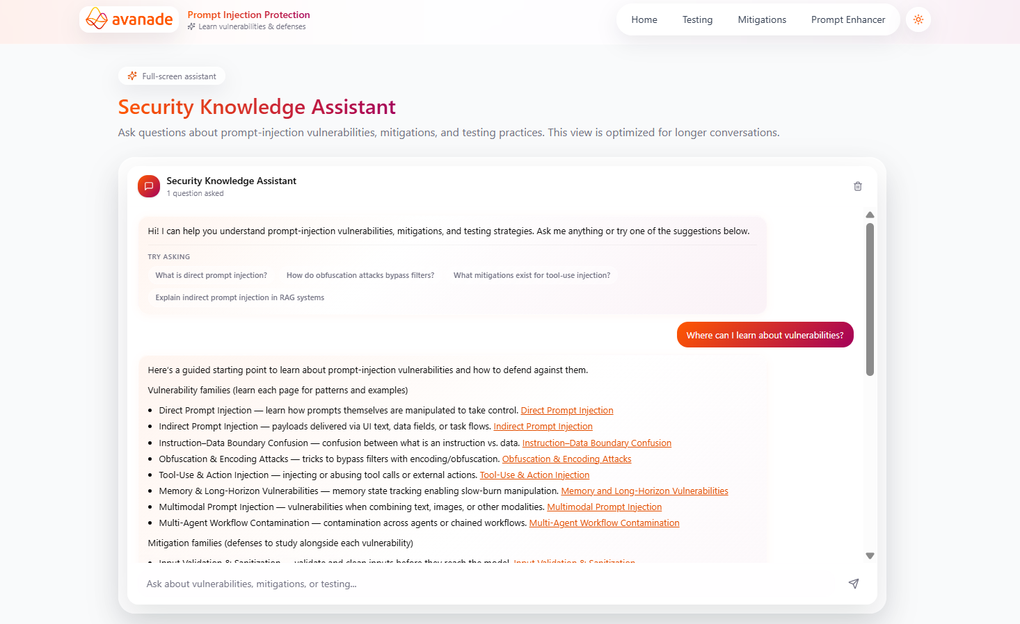 Security Knowledge Assistant in normal mode