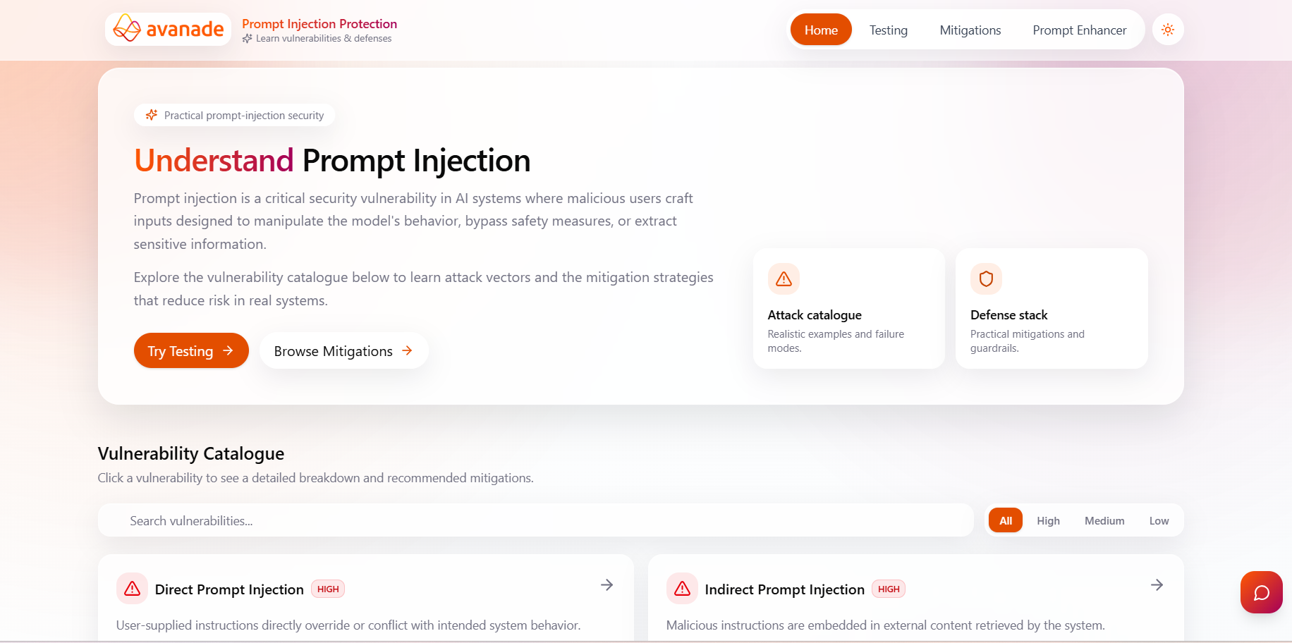 Home page in normal mode
