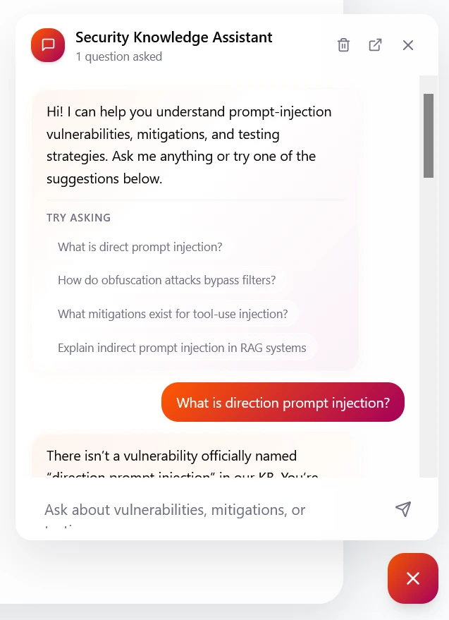Small chatbot interface showing chatbot responding to user input